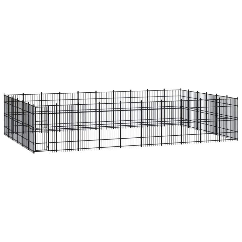 vidaXL Outdoor Dog Kennel Steel Outdoor Puppy Enclosure Dog Pet Supply Cage