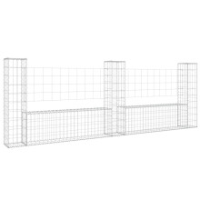 vidaXL Gabionenkorb U-Form mit 3 Säulen Eisen 260x20x100 cm