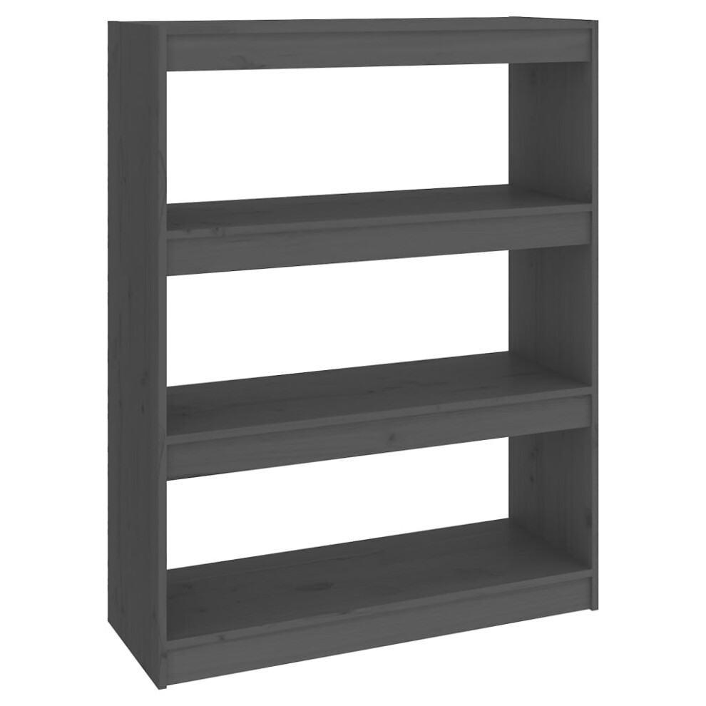 Vidaxl Solid Wood Pine Book Cabinet/Room Divider Grey Wooden Room Partition
