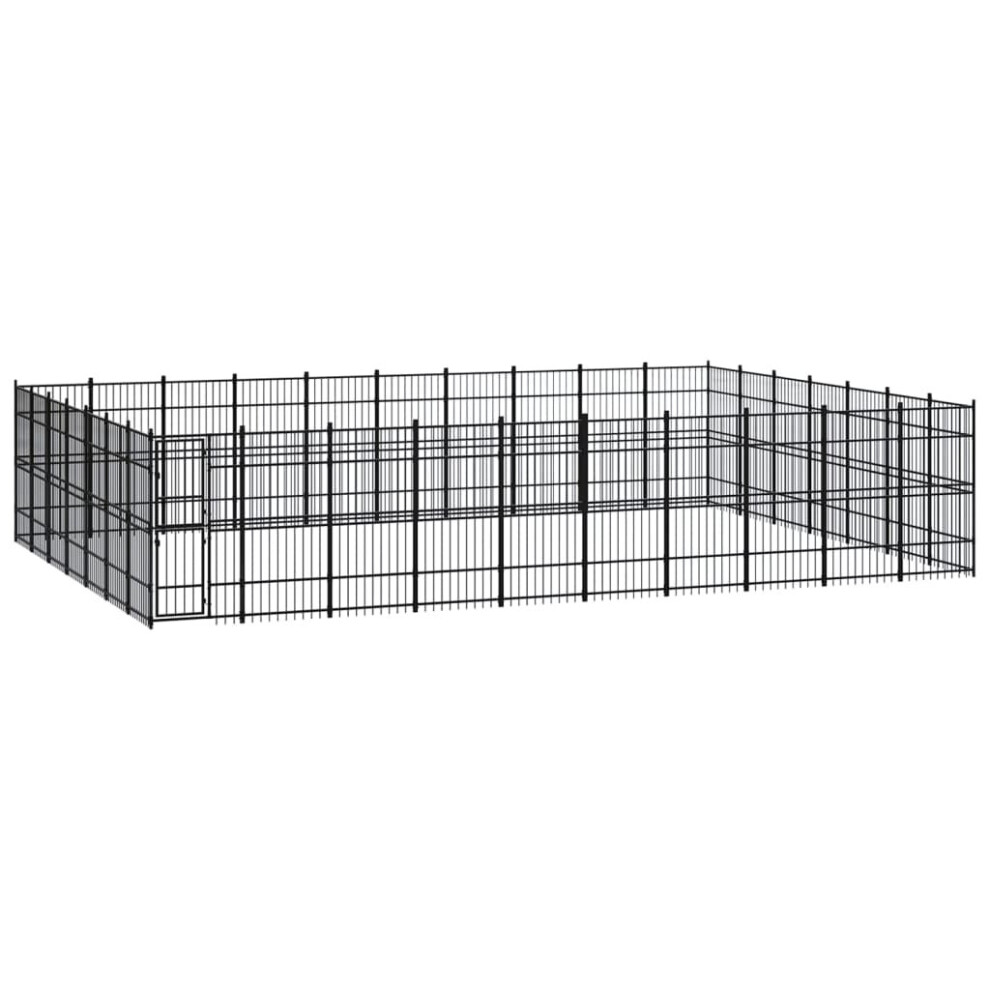 vidaXL Outdoor Dog Kennel Steel Outdoor Puppy Enclosure Dog Pet Supply Cage