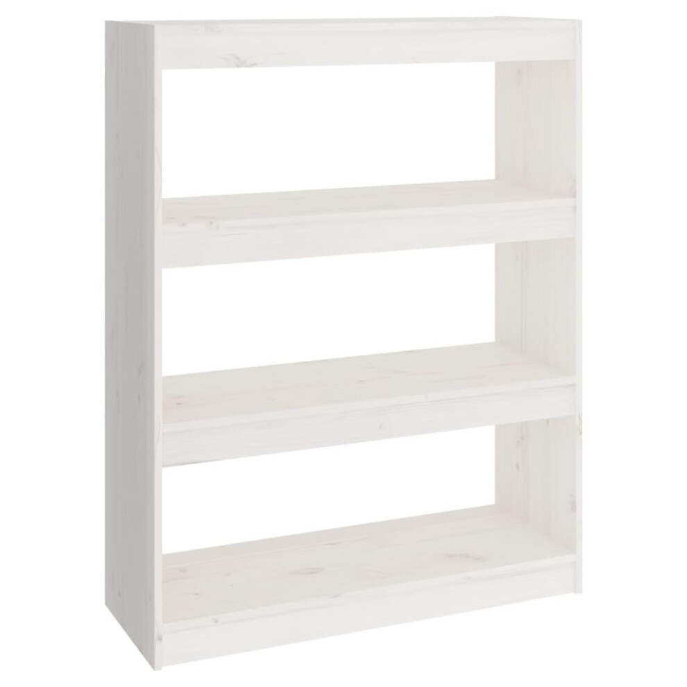 vidaXL Solid Wood Pine Book Cabinet/Room Divider White Wooden Room Partition