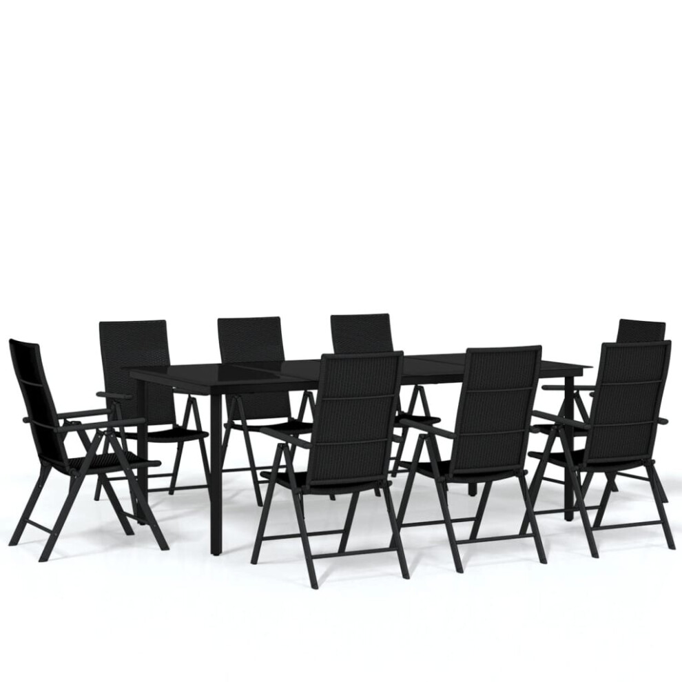 vidaXL Garden Dining Set 9 Piece Black Patio Outdoor Table and Chair Furniture