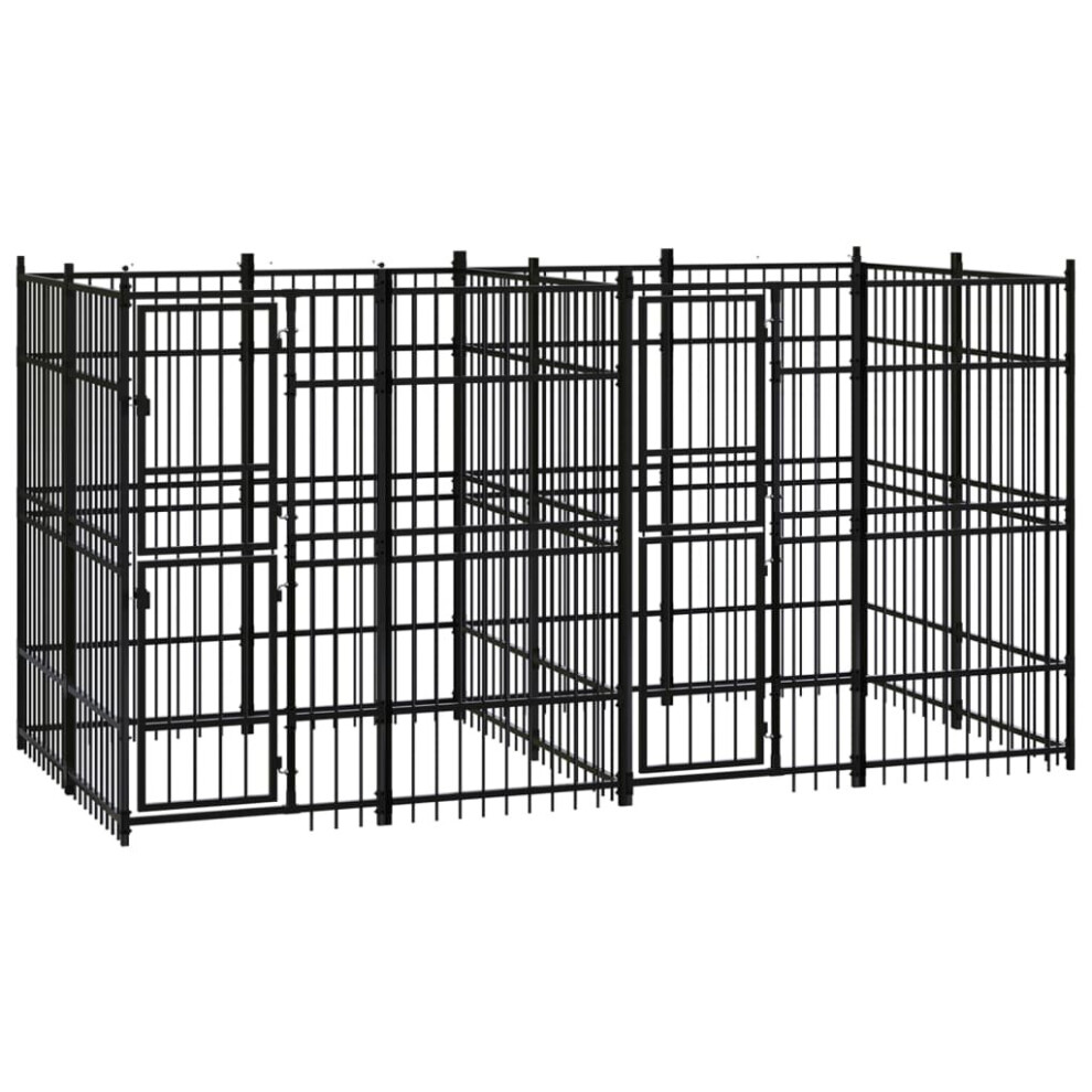 vidaXL Outdoor Dog Kennel Steel 7.37 m? Patio Puppy Enclosure Dog House Cage