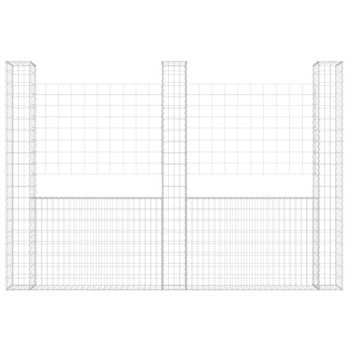 VidaXL vidaXL U-shape Gabion Basket with 3 Posts Iron Basket Wall Fence Panel Barrier 2