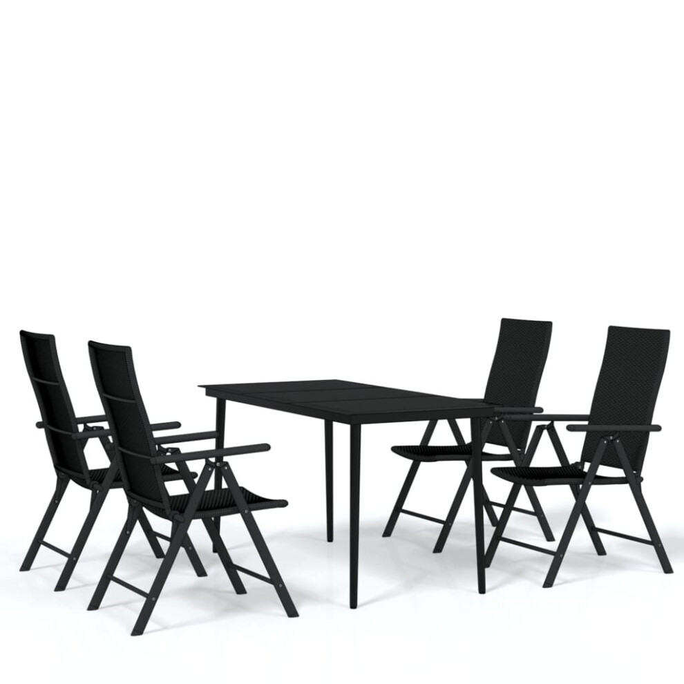 vidaXL Garden Dining Set 5 Piece Black Outdoor Patio Table Chair Furniture