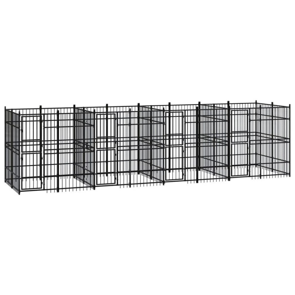 vidaXL Outdoor Dog Kennel Steel 14.75 m? Patio Puppy Enclosure Dog House Cage