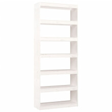 vidaXL Solid Wood Pine Book Cabinet/Room Divider White Wooden Bookcase Shelf