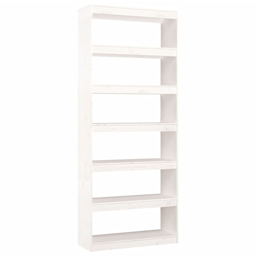 vidaXL Solid Wood Pine Book Cabinet/Room Divider White Wooden Bookcase Shelf