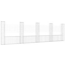 vidaXL Gabionenkorb U-Form mit 5 Säulen Eisen 500x20x150 cm
