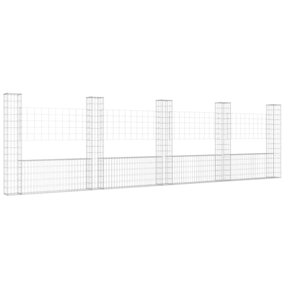 Vidaxl U-Shape Gabion Basket With 5 Posts Iron Garden Wire Fence Gabion Wall