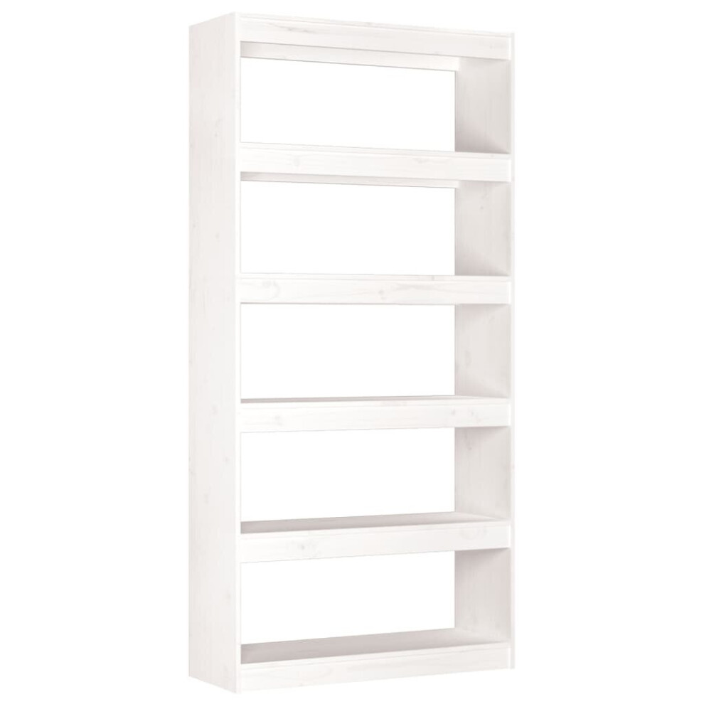 Vidaxl Solid Wood Pine Book Cabinet/Room Divider White Indoor Storage Shelf