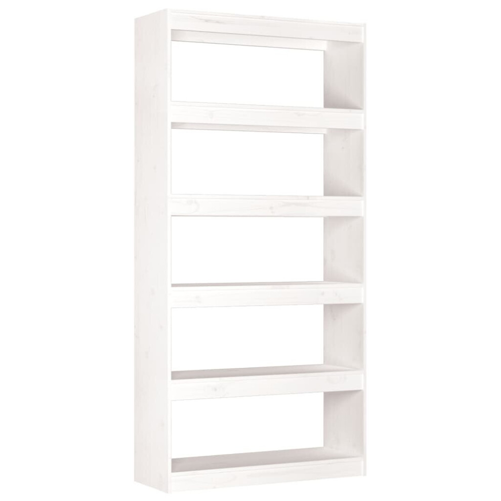 vidaXL Solid Wood Pine Book Cabinet/Room Divider White Indoor Storage Shelf