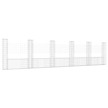 vidaXL Gabionenkorb U-Form mit 6 Säulen Eisen 620x20x150 cm