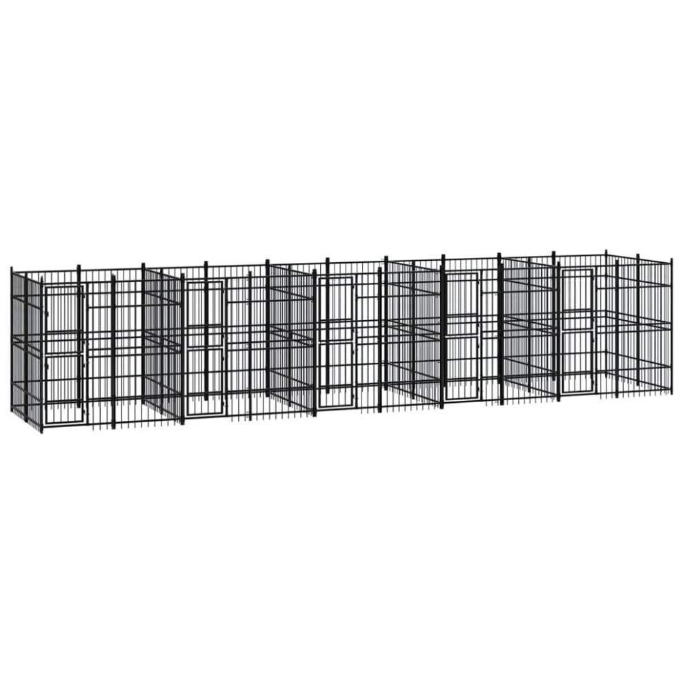 vidaXL Outdoor Dog Kennel Steel 18.43 m? Patio Puppy Enclosure Dog House Cage