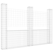 vidaXL Gabionenkorb U-Form mit 3 Säulen Eisen 260x20x200 cm