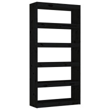 vidaXL Solid Wood Pine Book Cabinet/Room Divider Black Indoor Storage Shelf