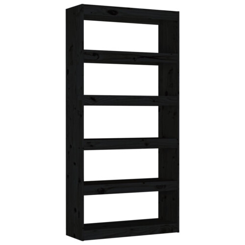 VidaXL vidaXL Solid Wood Pine Book Cabinet/Room Divider Black Indoor Storage Shelf