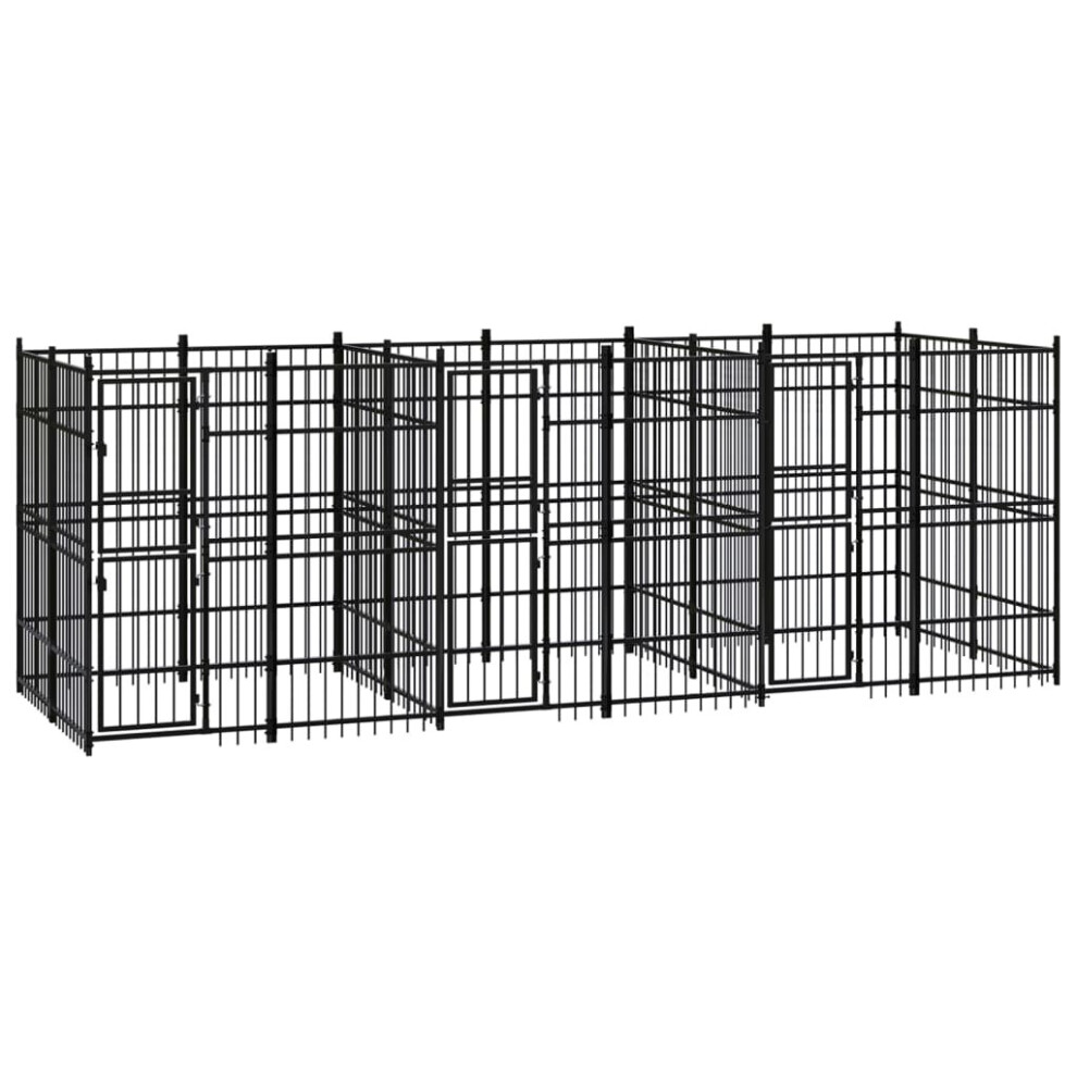 vidaXL Outdoor Dog Kennel Steel 11.06 m? Patio Puppy Enclosure Dog House Cage