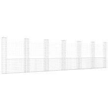 vidaXL Gabionenkorb U-Form mit 7 Säulen Eisen 740x20x200 cm