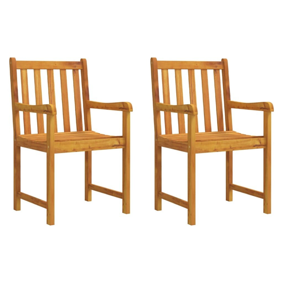 Vidaxl 2X Solid Acacia Wood Garden Chairs Outdoor Patio Dining Chair Armchair