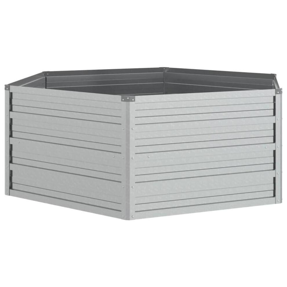 Vidaxl Garden Raised Bed 129X45 Cm Galvanized Steel Flower Box Pot Silver
