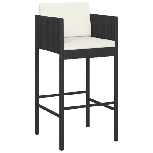 VidaXL vidaXL Barhocker 4 Stk. mit Kissen Schwarz Poly Rattan 2
