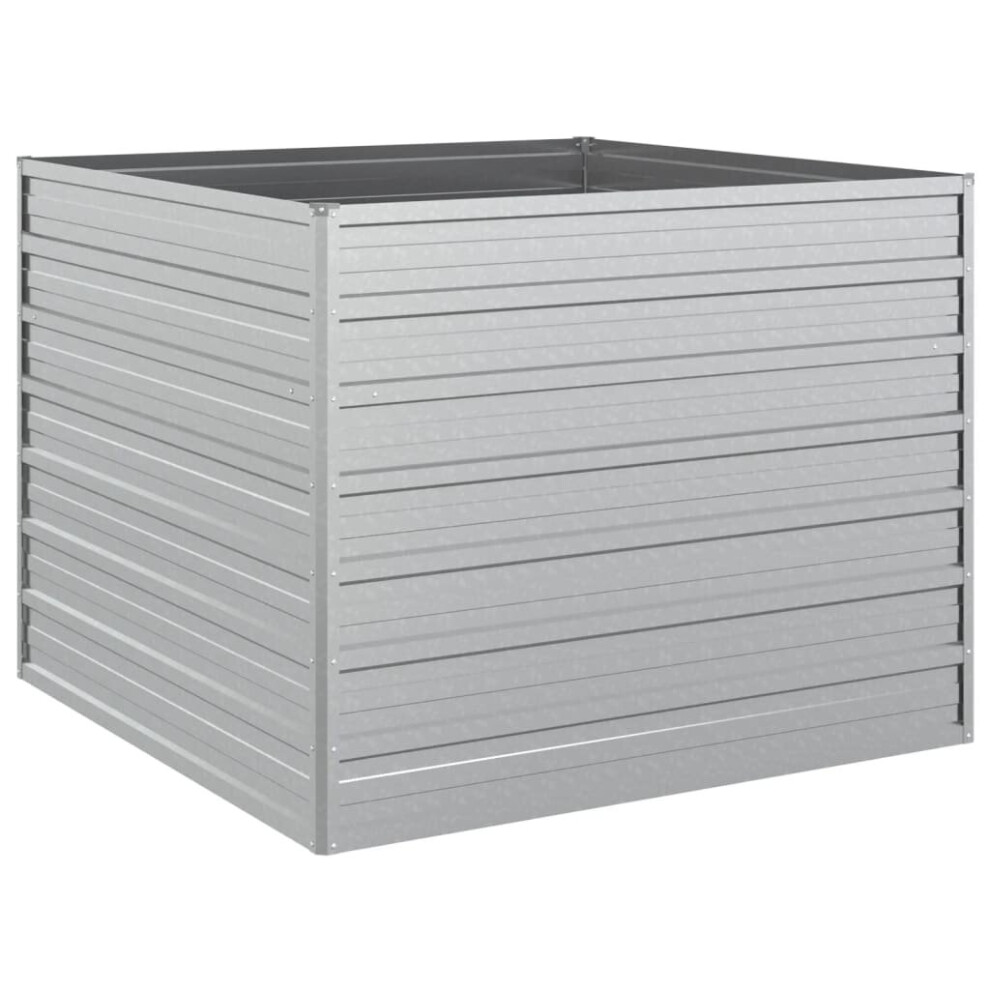 vidaXL Garden Raised Bed 100x100x77 cm Galvanized Steel Silver Flower Box Pot