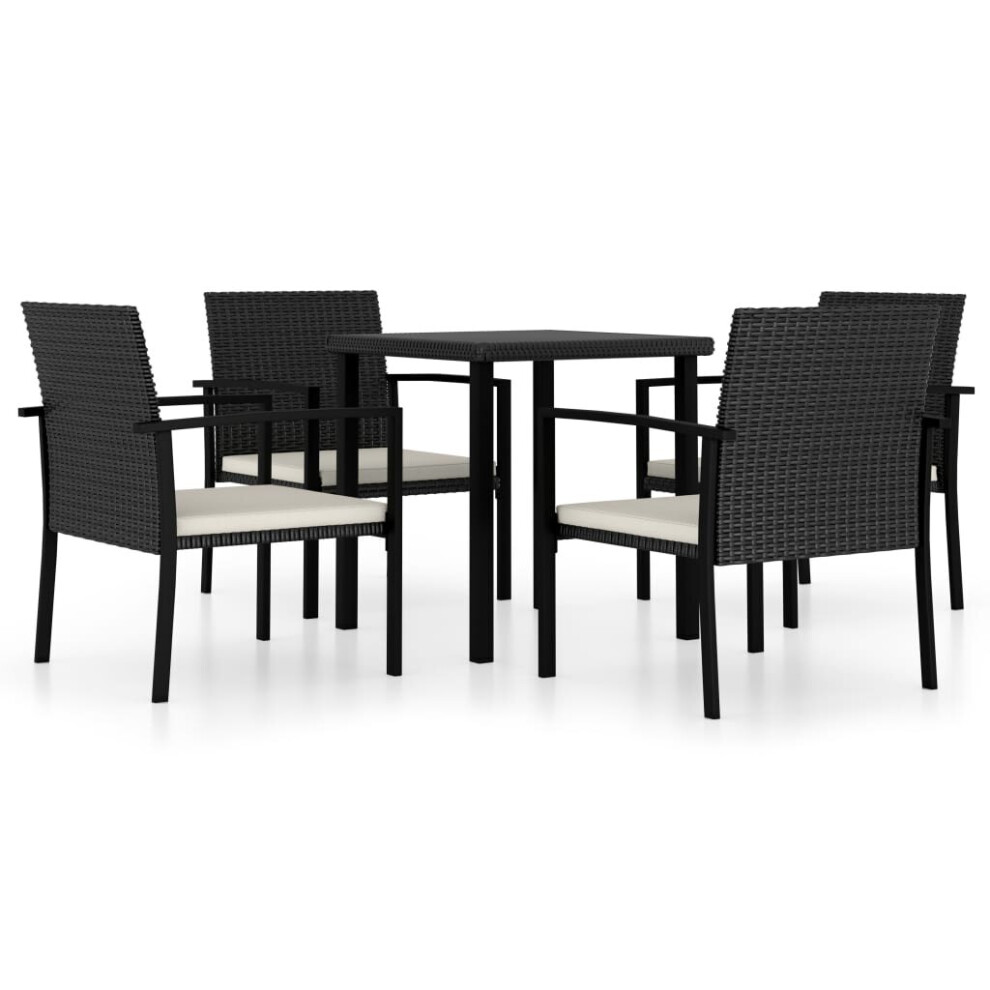 vidaXL Outdoor Dining Set 5 Piece Poly Rattan Black Table and Chair Furniture