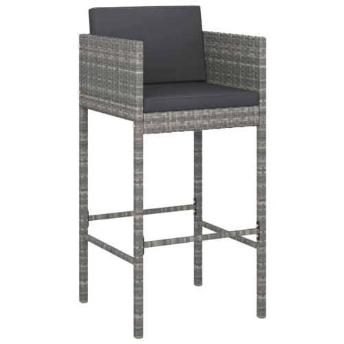 VidaXL vidaXL Barhocker 4 Stk. mit Kissen Grau Poly Rattan 2