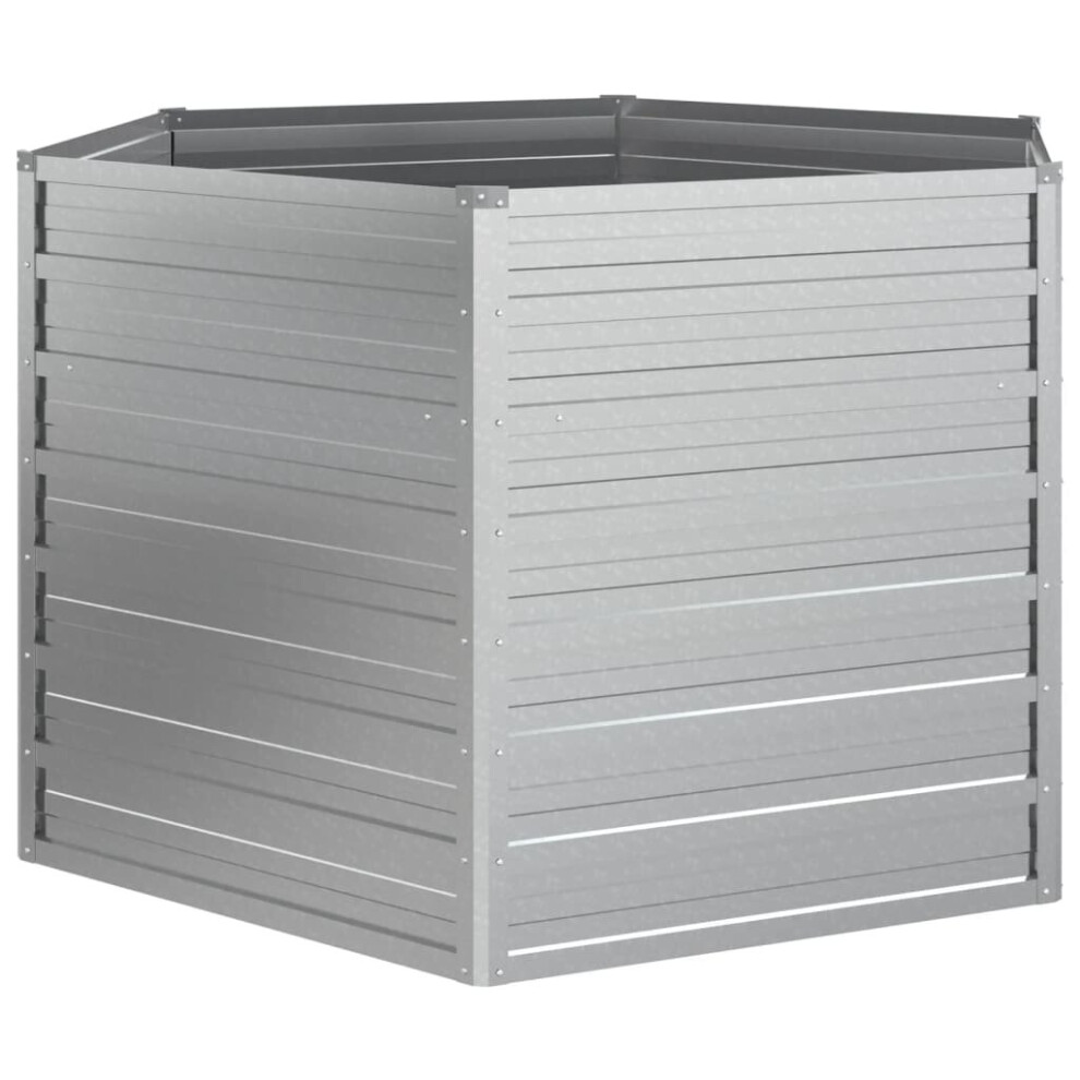Vidaxl Garden Raised Bed 129X77 Cm Galvanized Steel Silver Flower Box Pot