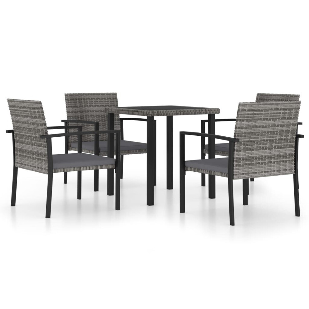 vidaXL Outdoor Dining Set 5 Piece Poly Rattan Grey Table and Chair Furniture