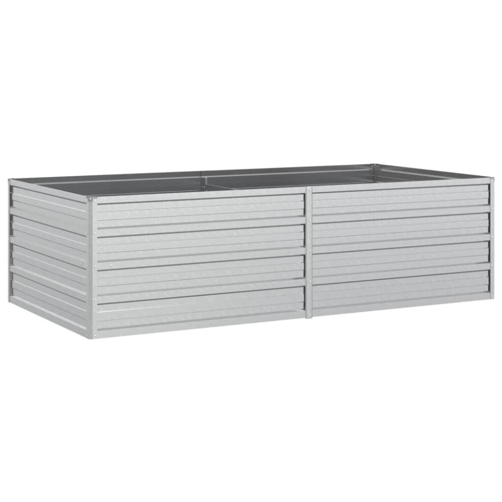 vidaXL Garden Raised Bed 160x80x45 cm Galvanized Steel Silver Flower Box Pot