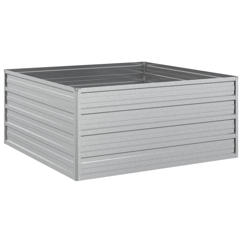 vidaXL Garden Raised Bed 100x100x45 cm Galvanized Steel Silver Flower Box Pot