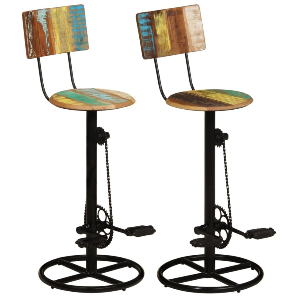 vidaXL 2x Bar Stools Solid Wood Reclaimed Wooden Kitchen Bar Chair Furniture