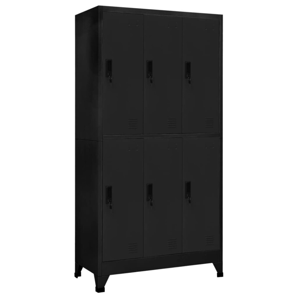 Vidaxl Locker Cabinet Black Steel Office Storage Locker Cabinet Furniture