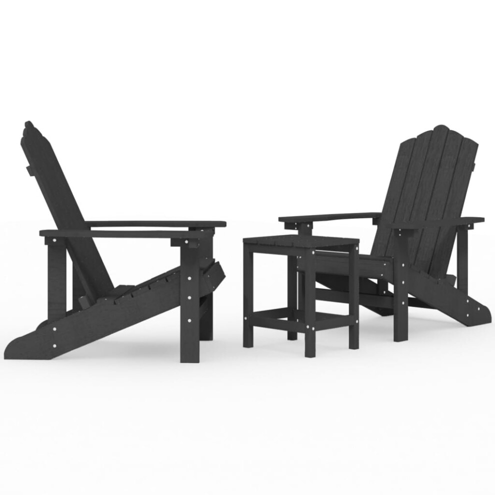 Vidaxl Garden Adirondack Chairs With Table Hdpe Outdoor Armchair Anthracite