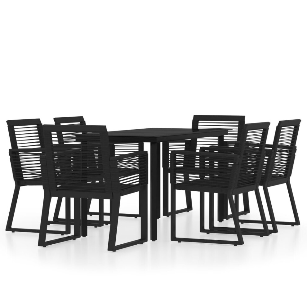vidaXL Garden Dining Set 7 Piece Black Patio Outdoor Table and Chair Furniture