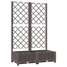 vidaXL Garden Planter with Trellis Brown PP Outdoor Raised Bed Flower Box, 80 x 40 x 121.5 cm, Weather-Resistant, Code 318260