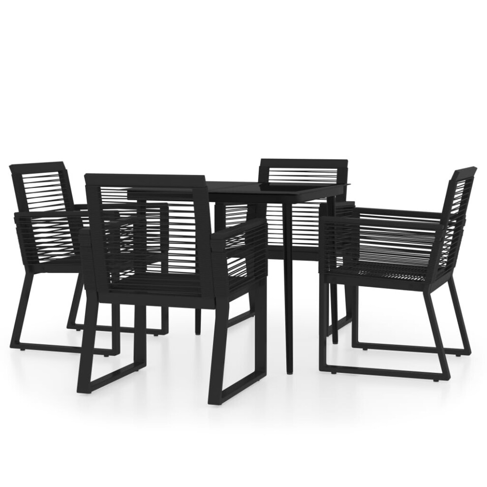 Vidaxl Garden Dining Set 5 Piece Black Patio Outdoor Table And Chair Furniture