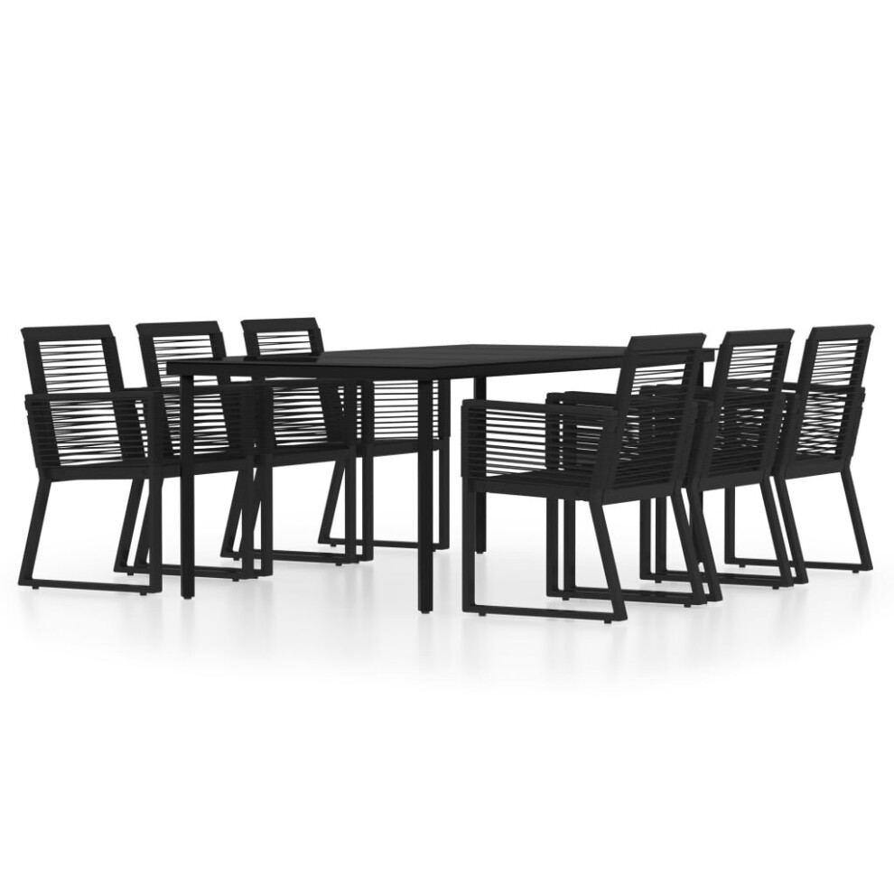 vidaXL Garden Dining Set 7 Piece Black Patio Outdoor Table and Chair Furniture