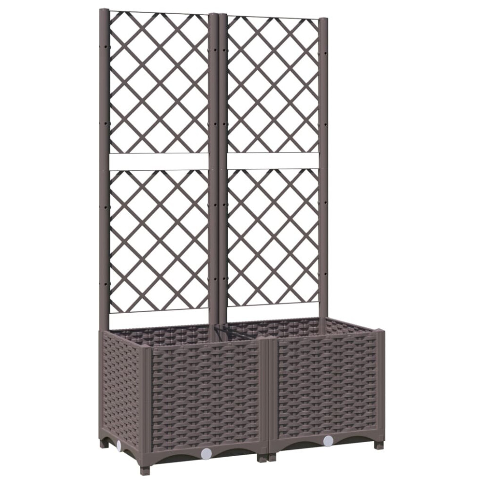 vidaXL Garden Planter with Trellis Brown PP Outdoor Raised Bed Flower Box