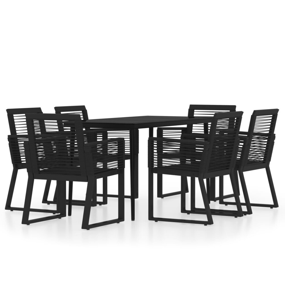 Vidaxl Garden Dining Set 7 Piece Black Patio Outdoor Table And Chair Furniture