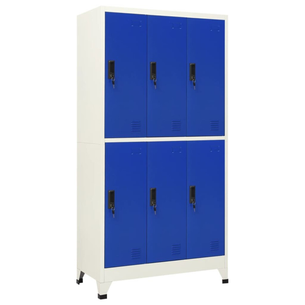 vidaXL Locker Cabinet Grey And Blue Steel Office Furniture Storage Locker