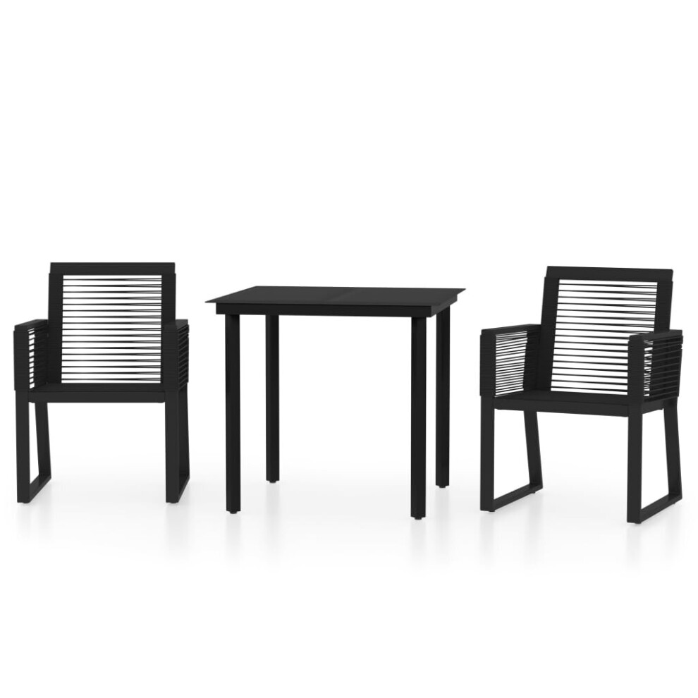Vidaxl Garden Dining Set 3 Piece Black Patio Outdoor Table And Chair Furniture