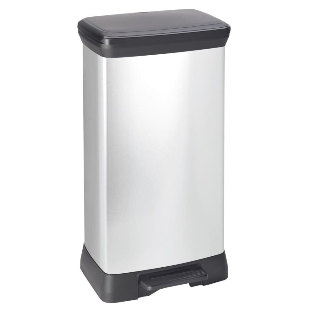 Curver Pedal Bin Deco 50 L Silver Home Kitchen Trash Can Waste Rubbish Bin