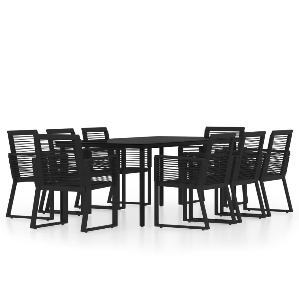 vidaXL Garden Dining Set 9 Piece Black Patio Outdoor Table and Chair Furniture