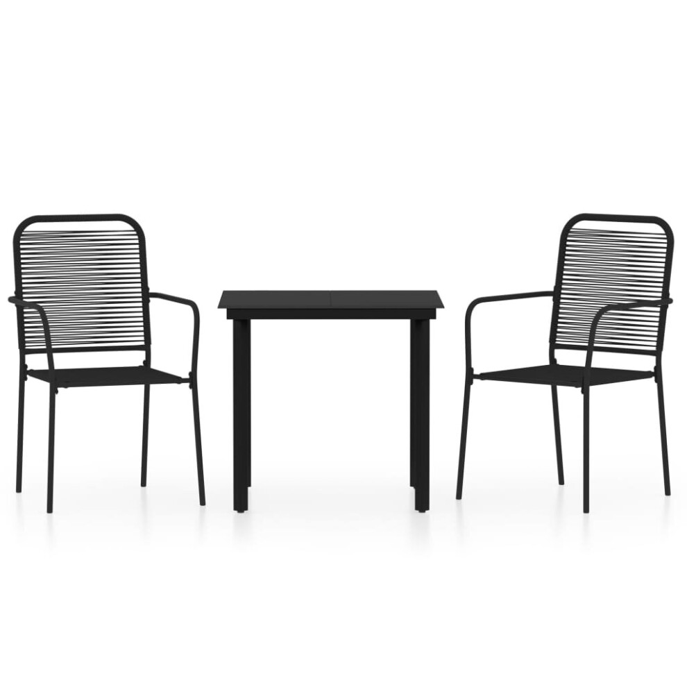 vidaXL Garden Dining Set 3 Piece Black Patio Outdoor Table and Chair Furniture