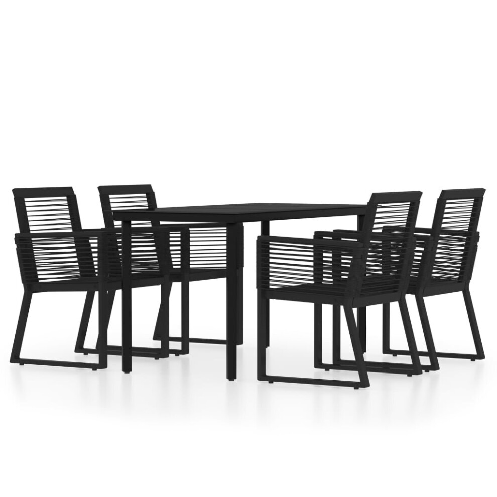 vidaXL Garden Dining Set 5 Piece Black Patio Outdoor Table and Chair Furniture