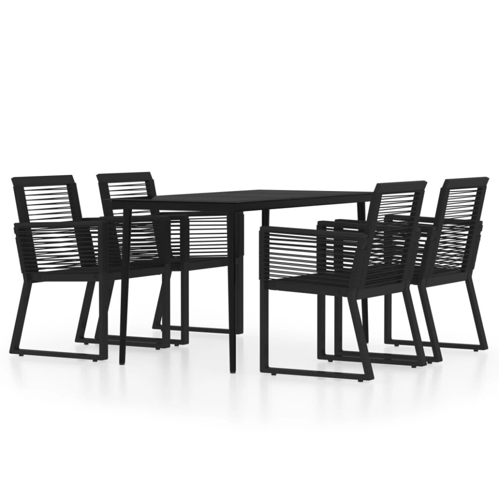 Vidaxl Garden Dining Set 5 Piece Black Patio Outdoor Table And Chair Furniture