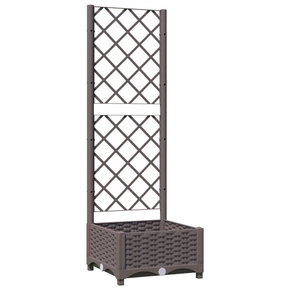 vidaXL Garden Planter with Trellis Brown PP Outdoor Raised Bed Flower Box